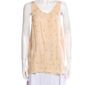 Chloe Light Tan Floral Tunic Silk 34 XS